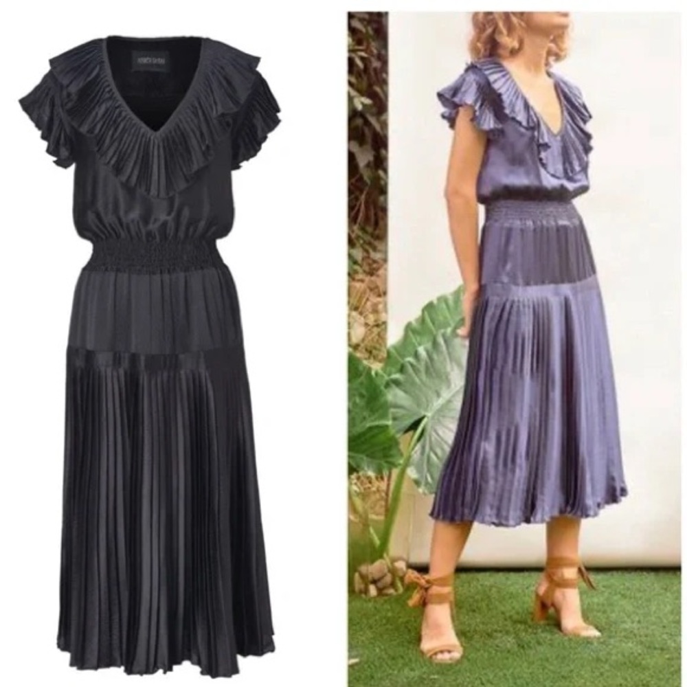 Amber Sakai  Blue Satin Dress size 4 U.S. pleated